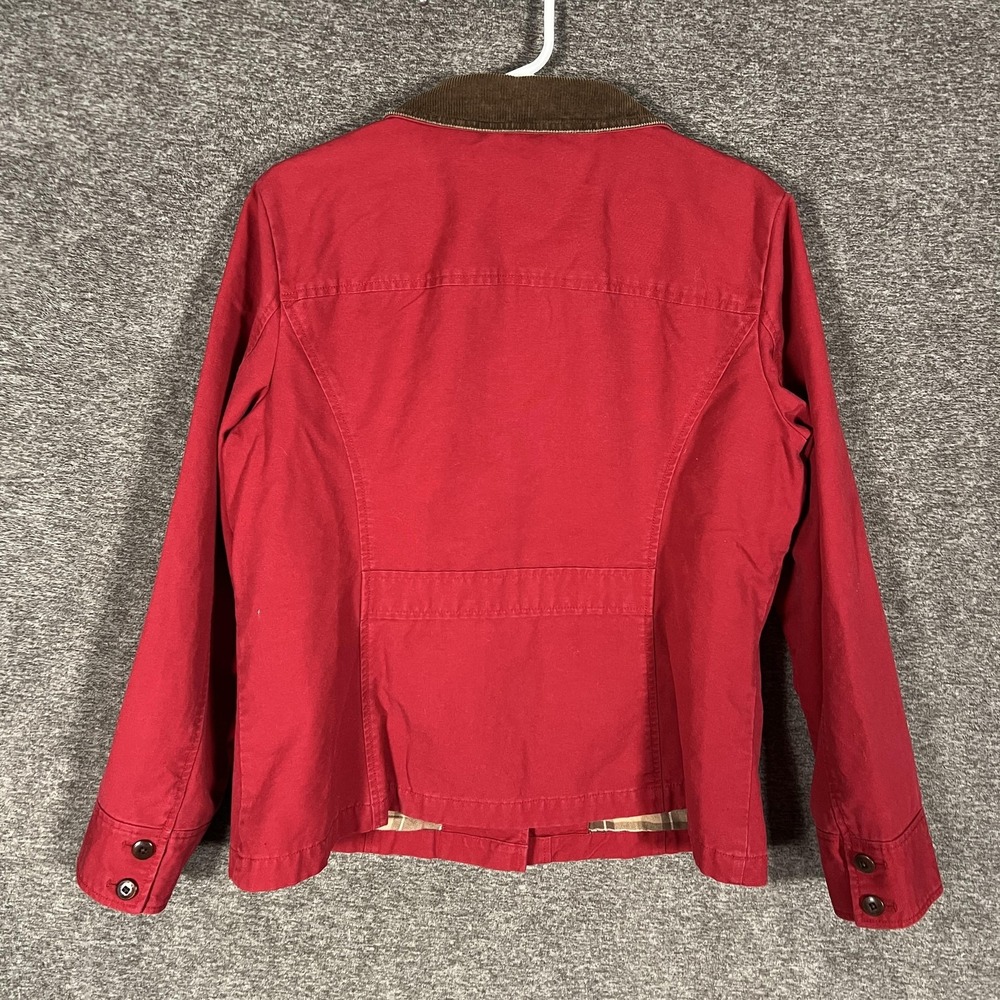 L.L.Bean Jacket Womens XL‎ Petite Red Canvas Corduroy Collar Lined Chore Coat - Picture 5 of 6